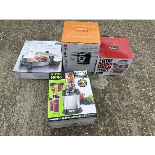 32 - Nutri ninja, pressure pro, electric cooker and halogen oven all boxed as new