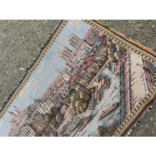 280F - A tapestry scene wall hanging of Paris 142x50