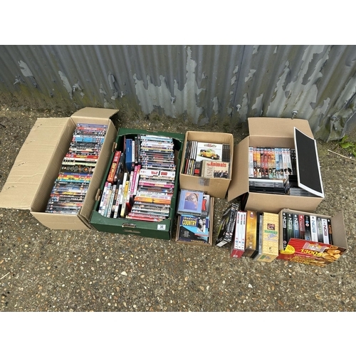 30 - Five boxes of various DVDs and cd inc NCIS ETC