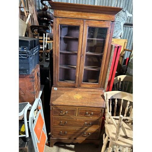 99a - A mahogany bureau bookcase