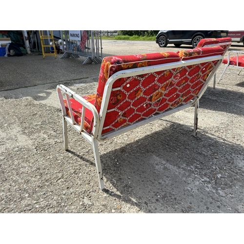 102 - A vintage metal framed two seater garden bench seat