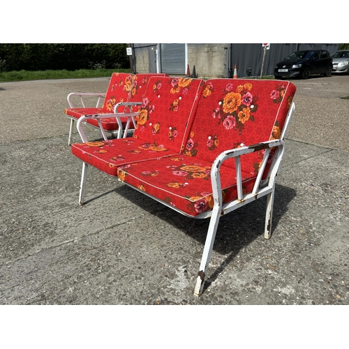 103 - A vintage metal framed two seater garden bench seat