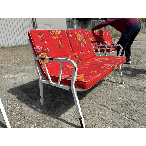 103 - A vintage metal framed two seater garden bench seat