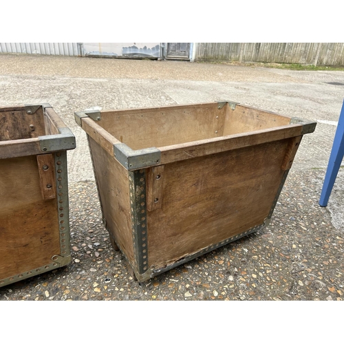 144 - A pair of vintage wooden planters /crates