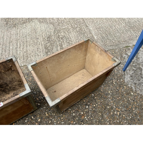 144 - A pair of vintage wooden planters /crates