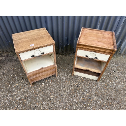 153 - A pair of oak filing drawers lined with vintage papers