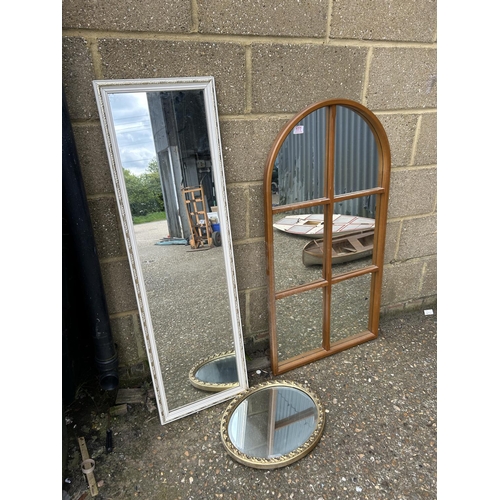 177 - A teak lattice mirror and two others