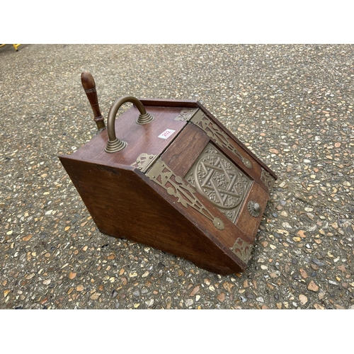 202 - A mahogany coal box with liner and  scoop