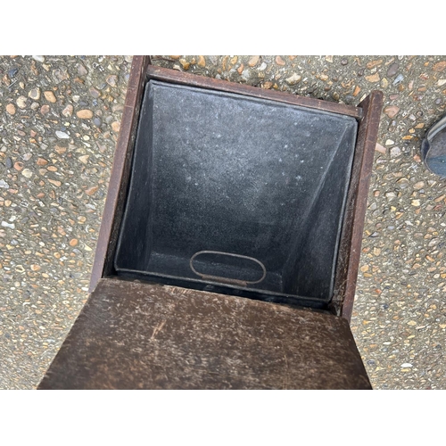 202 - A mahogany coal box with liner and  scoop