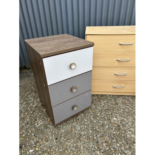 210 - A modern chest and bedside set together with a grey bedside