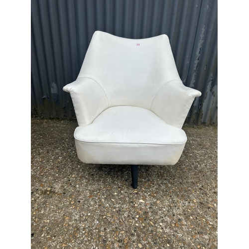 219 - A mid century white vinyl swivel chair