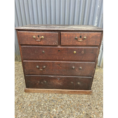 227 - An antique oak chest of five drawers for restoration  87x41x81