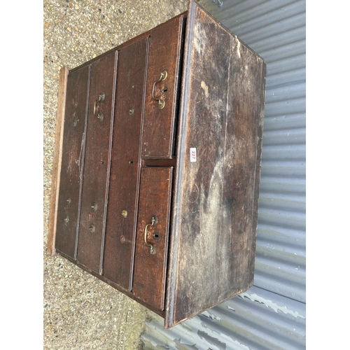 227 - An antique oak chest of five drawers for restoration  87x41x81