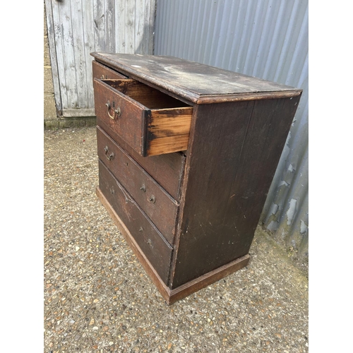 227 - An antique oak chest of five drawers for restoration  87x41x81