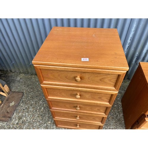 233 - A g plan tallboy chest  of five drawers