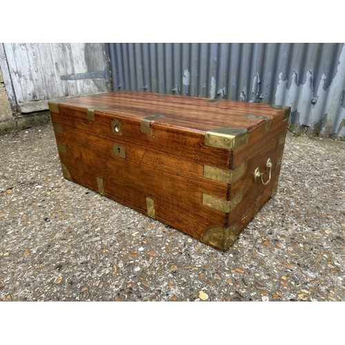 236 - A brass bound military style camphor wood  box 83x34x42