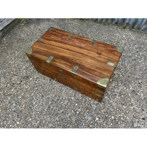 236 - A brass bound military style camphor wood  box 83x34x42