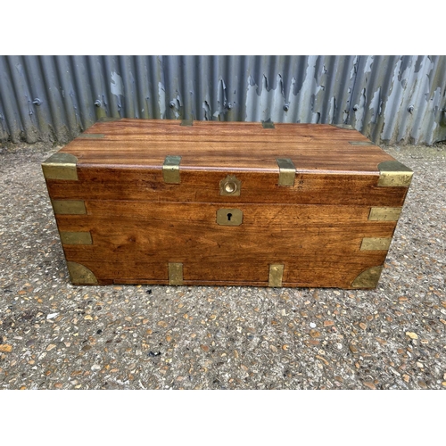 236 - A brass bound military style camphor wood  box 83x34x42