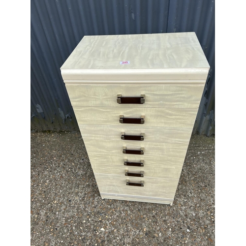 245 - A gloss white tallboy chest of seven