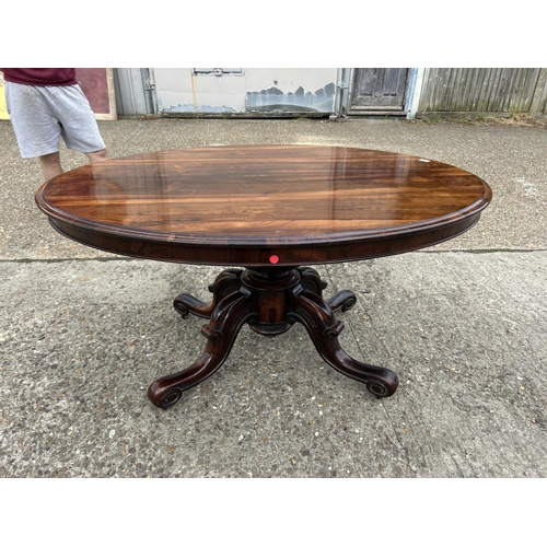 251 - A victorian rosewood tilt top oval loo table 108x138