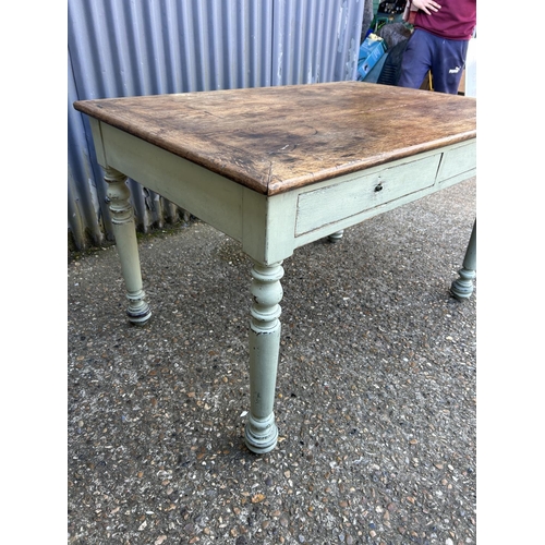 36 - A painted pine two drawer kitchen table 120x80 x78