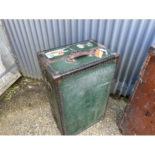 58 - Two vintage travelling wardrobe cases fitted to the interior with rails and hangers