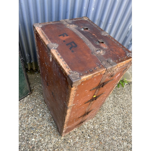 58 - Two vintage travelling wardrobe cases fitted to the interior with rails and hangers