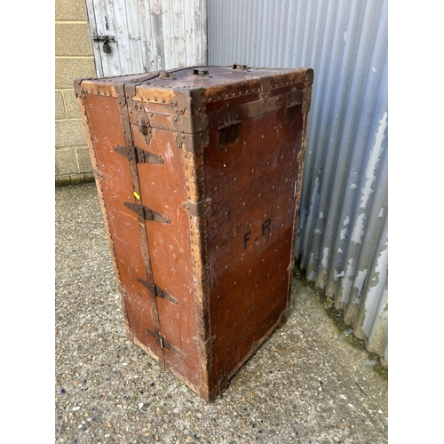 58 - Two vintage travelling wardrobe cases fitted to the interior with rails and hangers