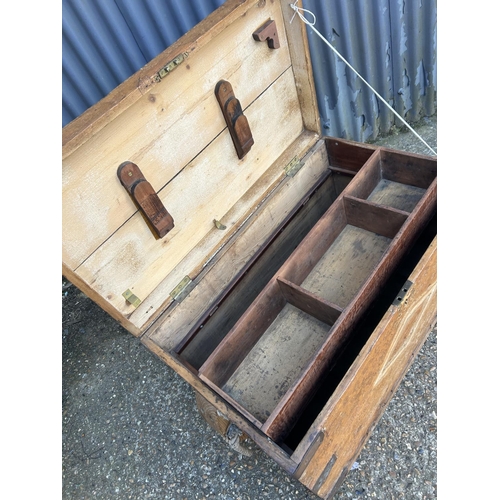 65 - An antique pine carpenters chest 98x56x56