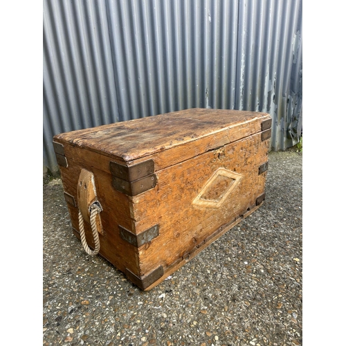 65 - An antique pine carpenters chest 98x56x56