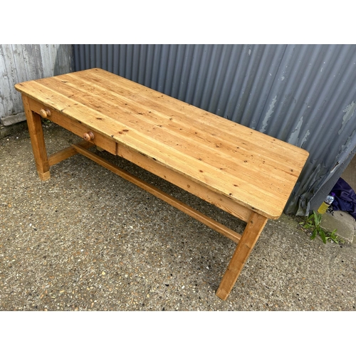 70 - A french style pine refectory table with drawer 180x77x77