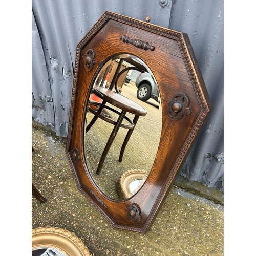 8 - A bentwood carver chair, oak mirror and gilt mirror