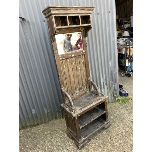 97 - A vintage style part painted hall stand 70cm wide