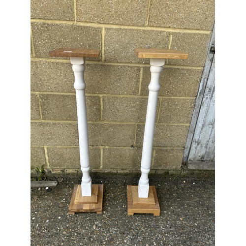 99 - A pair of painted light oak pedestals 24 x 24 x112