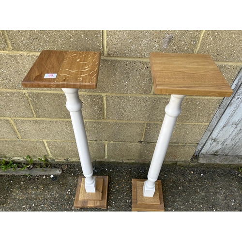 99 - A pair of painted light oak pedestals 24 x 24 x112