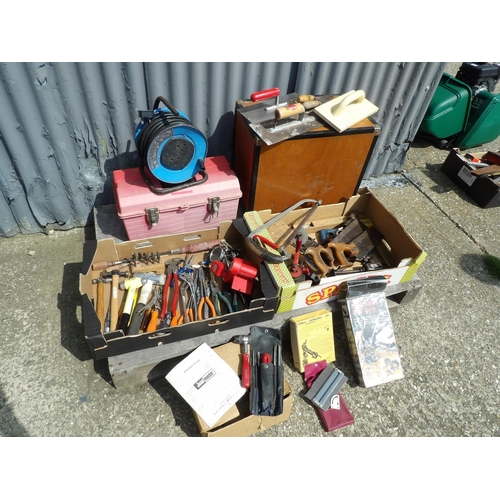 448 - Two tool cases and two boxes of tools & Extension lead (5)