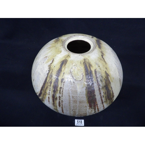 518 - Large studio pottery vase, diameter 38cms, height 27cms