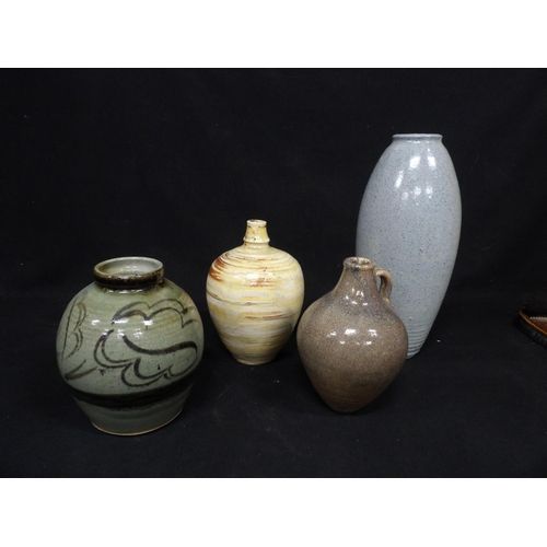 519 - Group of 4 studio pottery vases, tallest height 43cms