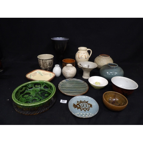 521 - 16 Pieces of Studio Pottery, tallest 29cms