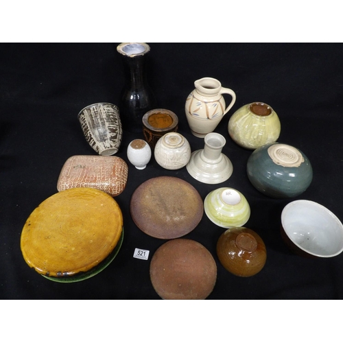 521 - 16 Pieces of Studio Pottery, tallest 29cms