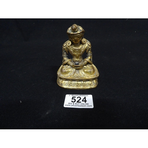 524 - Small gilt bronze Goddess Figure, height 10cms