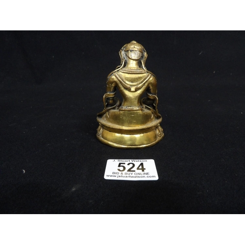 524 - Small gilt bronze Goddess Figure, height 10cms