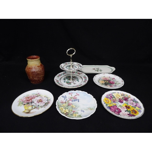 630 - 3 Royal Albert decorative plates and 1 other, Grafton cake plate, 2 Crown Ducal sandwich plates and ... 