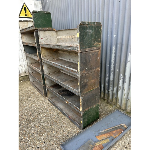 120D - A collection of 13 vintage workshop stacking shelves