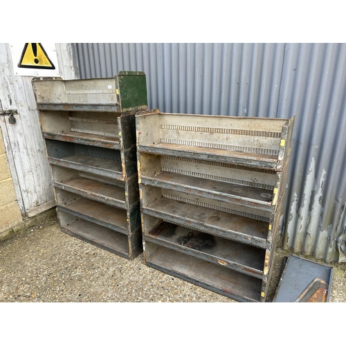 120D - A collection of 13 vintage workshop stacking shelves