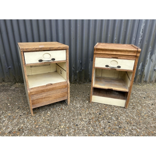 140E - A pair of oak filing drawers lined with vintage papers