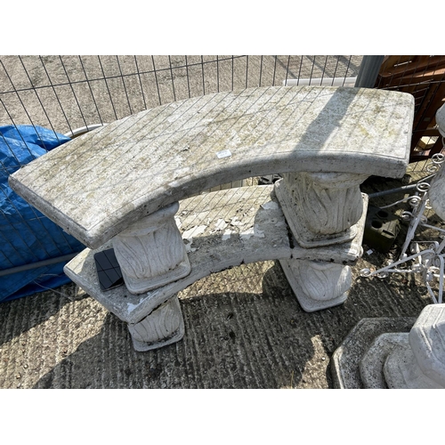 359A - A pair of curved white painted garden benches