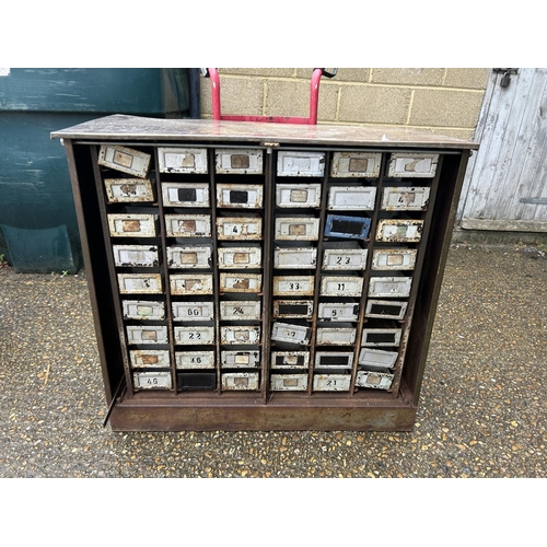 104 - A bank of vintage style metal workshop drawers  95x 45x 98