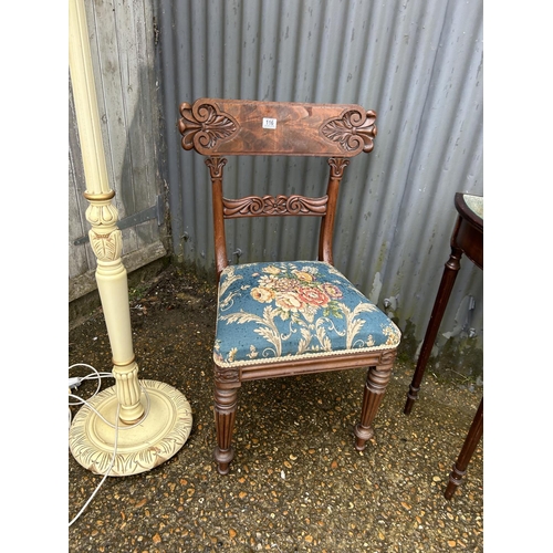 116 - Mahogany chair, hall table and standard lamp