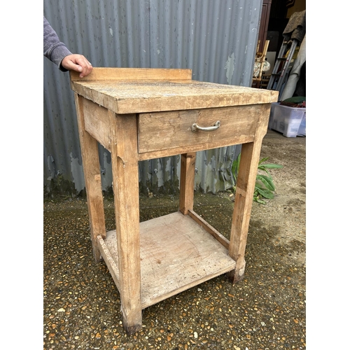 145 - A beech wood workshop table 60x 60x40